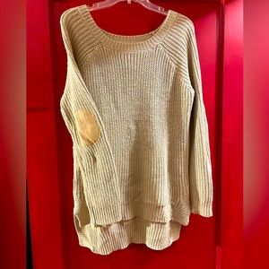 Gold metallic sweater with elbow pads